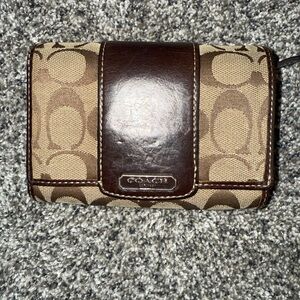 Coach Signature Brown and Tan Wallet